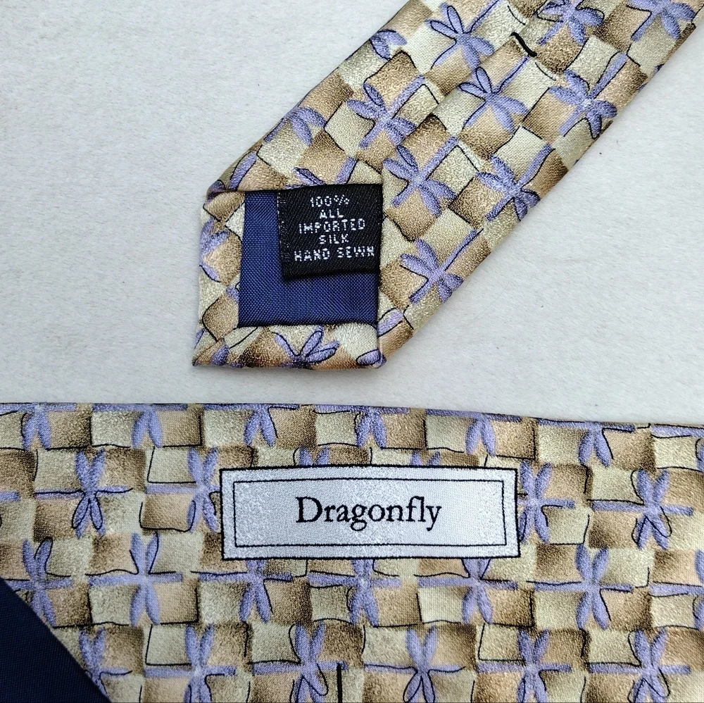 Silk Ties to Nature Dragonfly Tie EUC